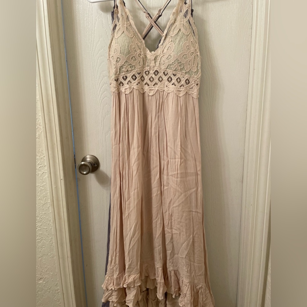 Lace Maxi Dress - cream color - size M